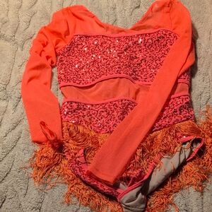 Weissman Orange and Pink Sequin Dance Costume
